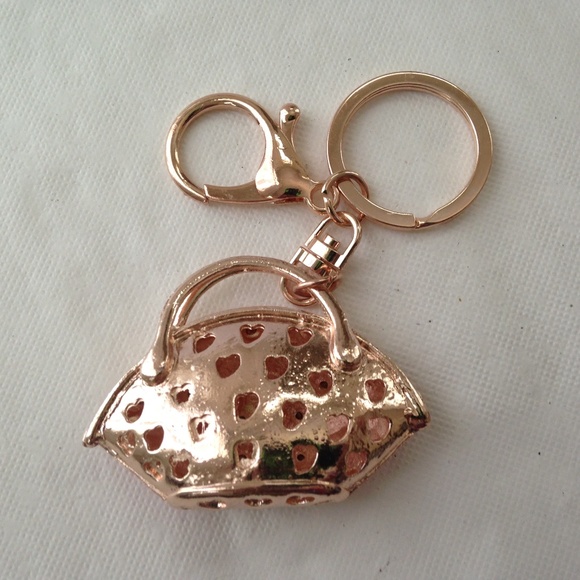2-Way Red-White Enamel on Metal Handbag Charm- Key Chain - Picture 5 of 8